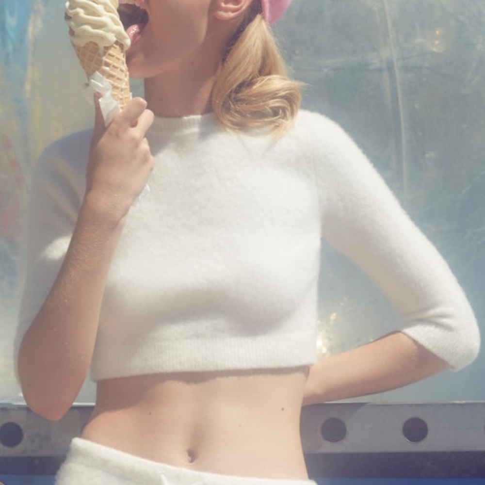 JOOSTRICAT OFF WHITE/CREAM CROPPED SLEEVED CROPPED SWEATER🍦